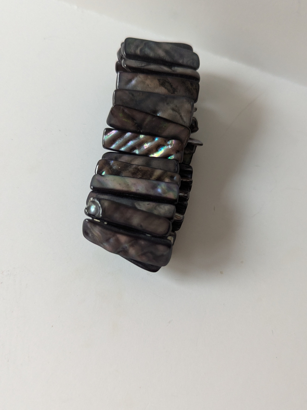 Iridescent Black Abalone Stretch Bracelet